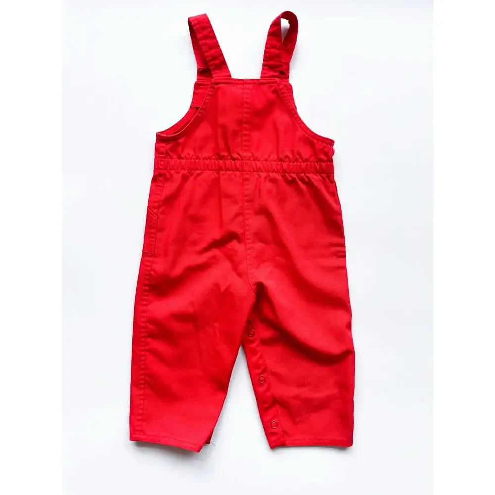 NWOT Toddler Boys or Girls Red Fisherman Overalls Size 12 Months
